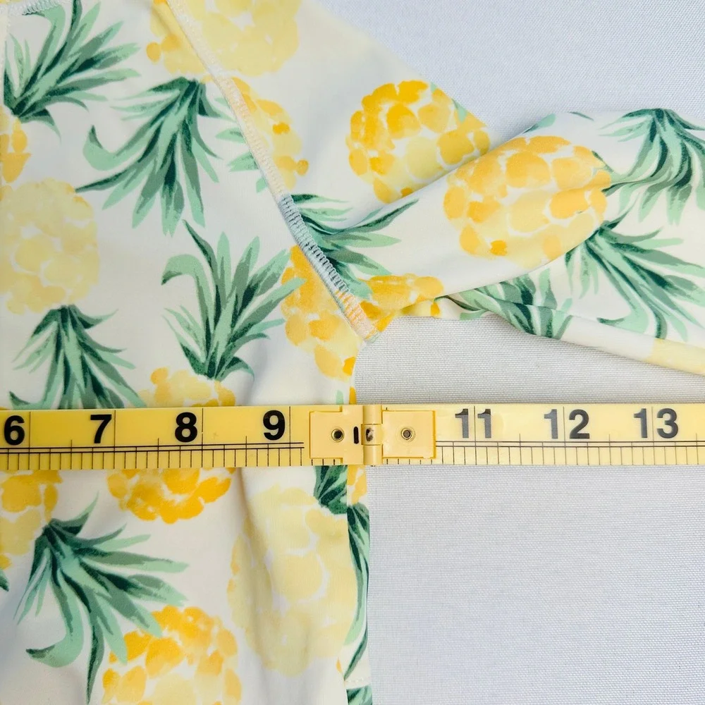 Janie and Jack Girls Pineapple Rash Guard One Piece Swimsuit Yellow 18-24 Months